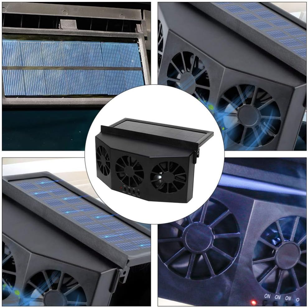 FAVOMOTO Solar Car Ventilation Fan Compact Design High-speed Exhaust for Fresh Air Sustainable Use Rainy Days Removes Harmful Smoke Gases for Vehicles