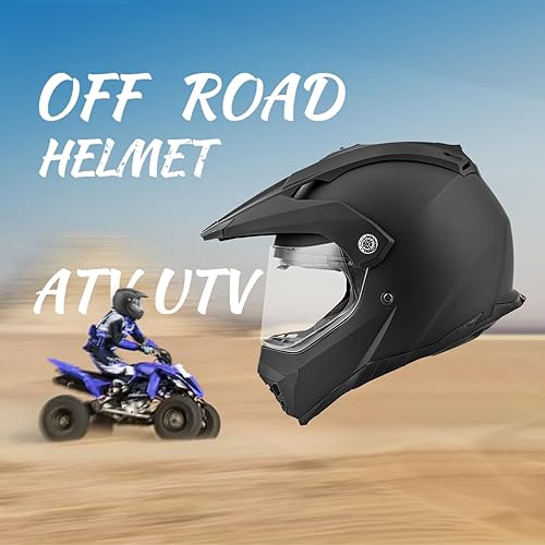 Miniatura 5 de Casco deportivo dual para motocicleta todoterreno DOTFMVSS-218, casco de motocross de doble visera, ATV con máscara y guantes para adultos unisex