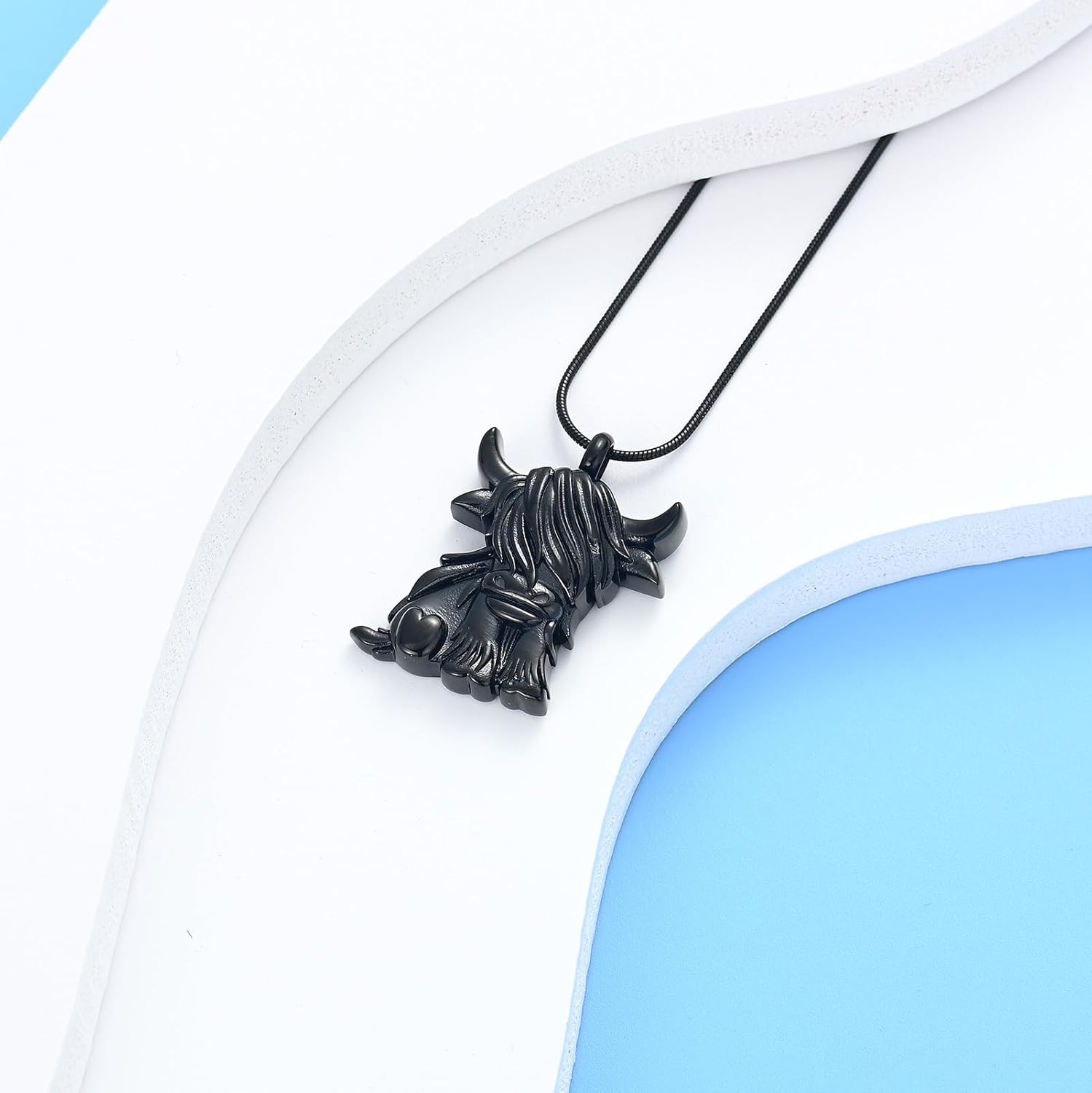 Hearbeingt Highland Cattle Urn Necklaces for Ashes Cremation Jewelry Stainless Steel Lovely Cow Memorial Pendant Ash Holder for Human Pets Keepsake Jewelry for Women Men - Image 6