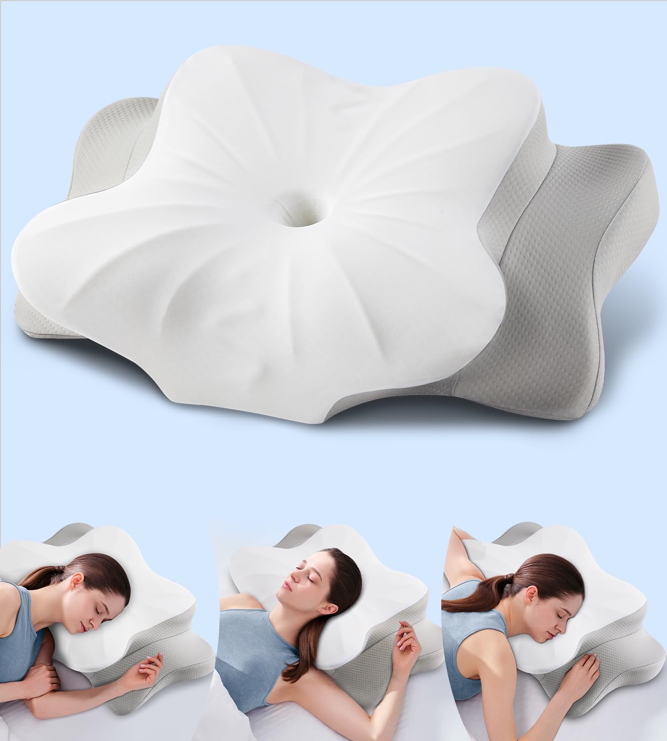 DONAMA Memory Foam Kissen ergonomisches Nackenkissen Kopfkissen Seitenschläferkissen für Seiten, Rücken & Bauchschläfer