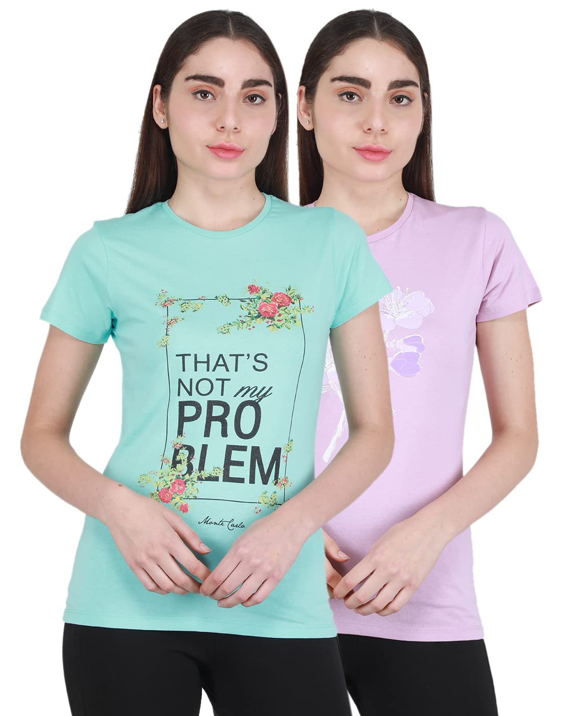 monte carlo Women's 100% Cotton Regular Printed Round Neck Top 2 Pc Set-picture-31