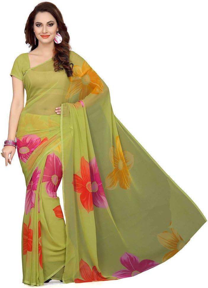 ishin Faux Georgette Saree 18088_Green