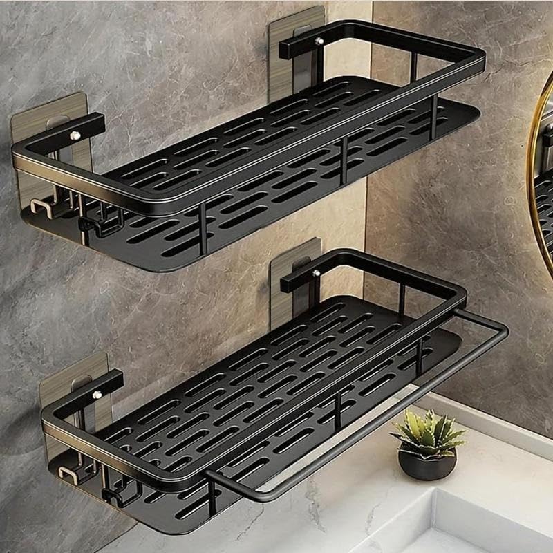 Dyale Estante de baño, juego de organizador de ducha colgante sin taladro, organizador de ahorro de espacio con gancho, accesorios de baño,