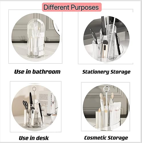Miniatura 4 de Jrsoul He Organizador de brochas de maquillaje con tapa (transparente)