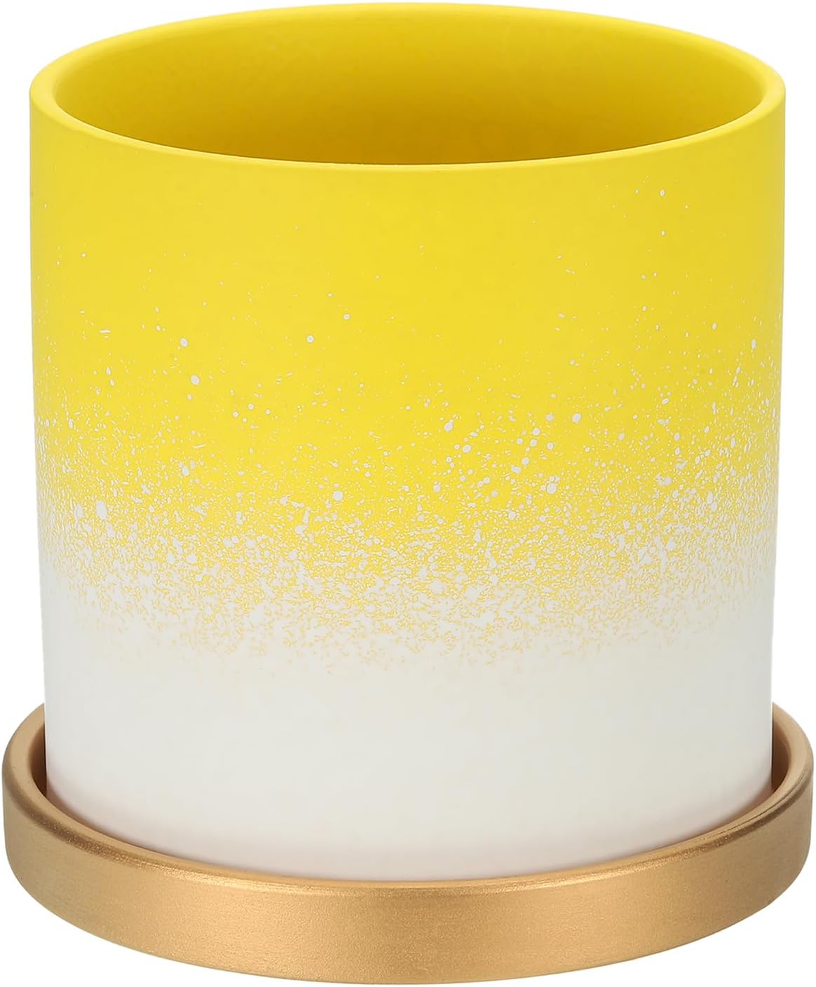 PATIKIL 5.12 Inch Ceramic Plant Pots, Modern Flower Planters Gradient with Drainage Holes for Decorate Home Indoor Plants Succulent Herb, Yellow