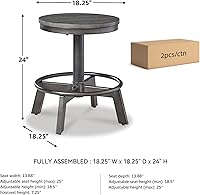 Vista 3 de Signature Design by Ashley Torjin Taburete industrial de altura de mostrador, 2 unidades, gris