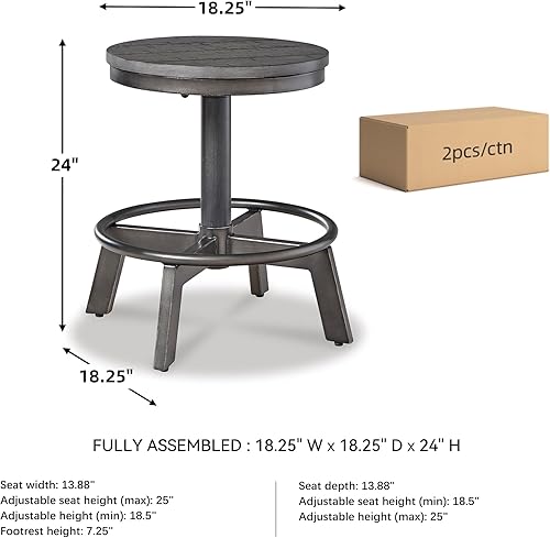 Miniatura 3 de Signature Design by Ashley Torjin Taburete industrial de altura de mostrador, 2 unidades, gris