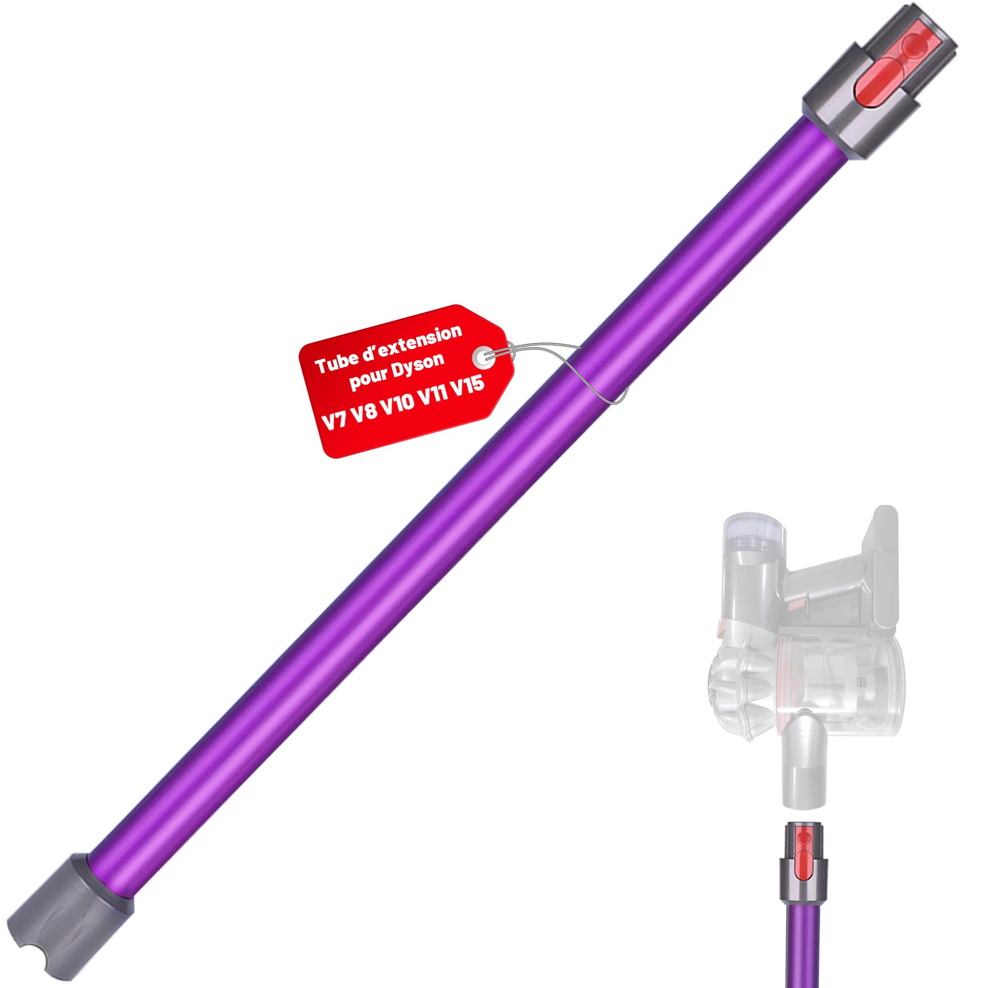 Tube pour Dyson V7 V8 V10 V11 V15, manche violet de 72 cm