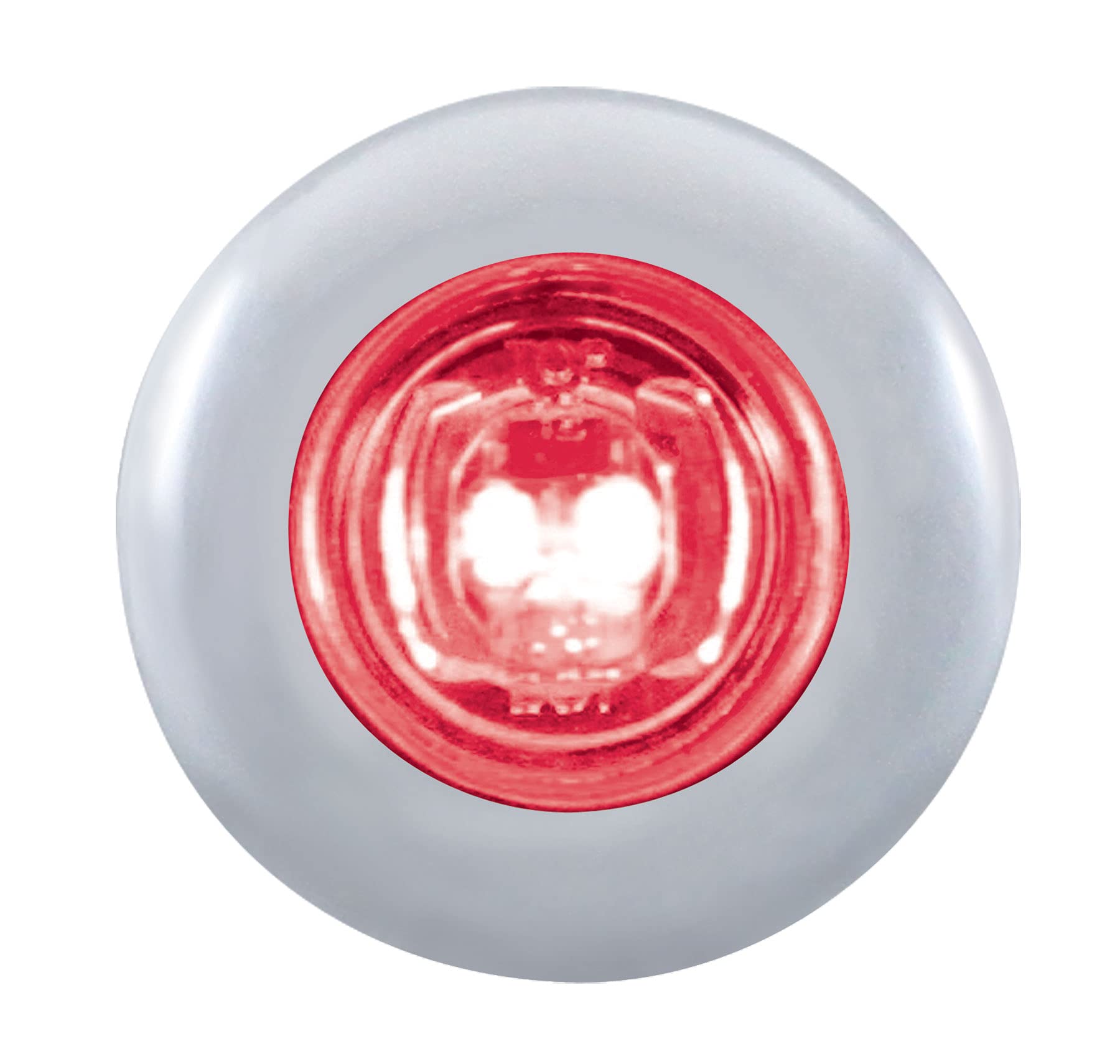 United Pacific 37145 2 LED Mini Clearance/Marker Light with Bezel (Red LED/Clear Lens)
