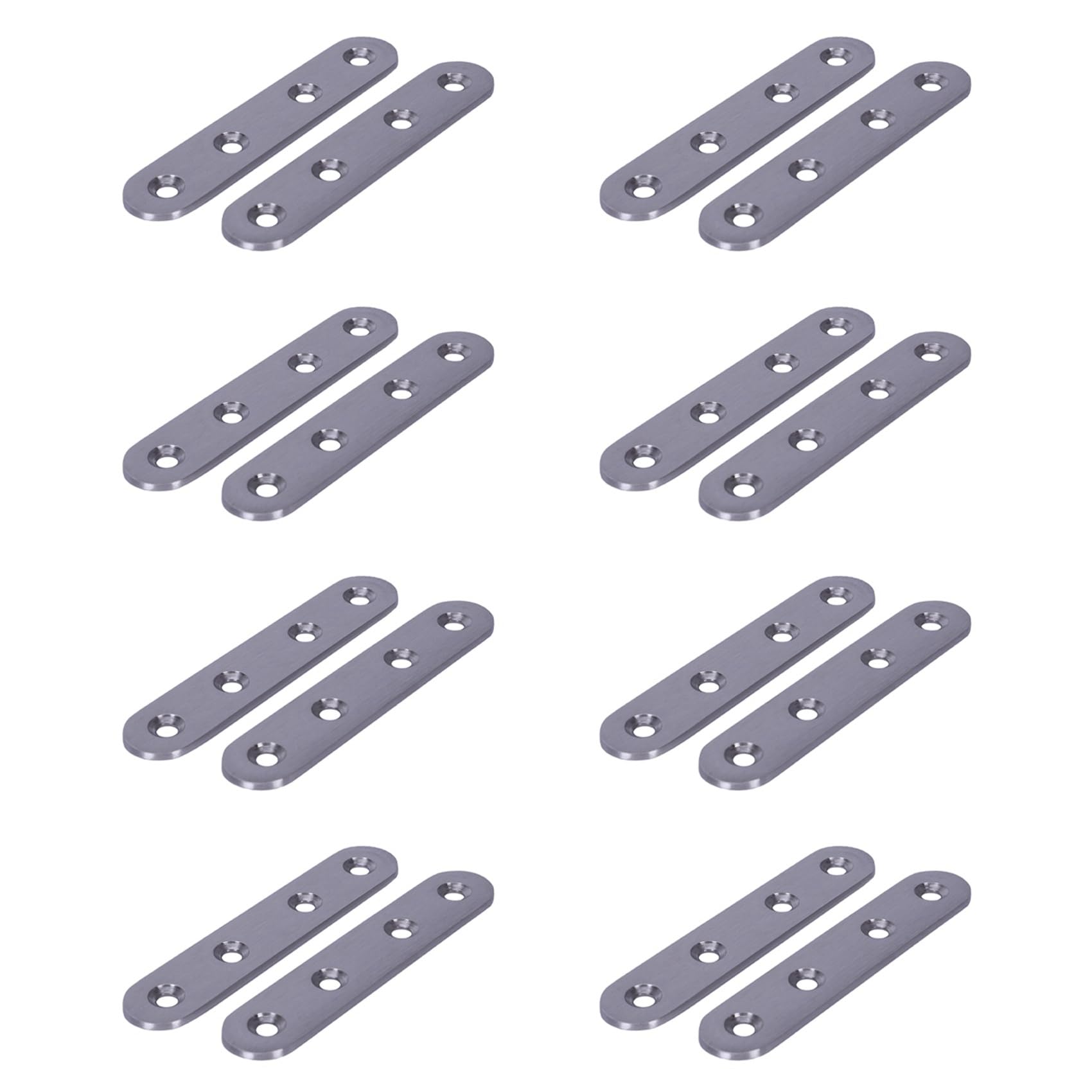 Jnchdghwa Silver Flat Stainless Steel Repair Mending Fixing Plate Brackets Support 16Pcs