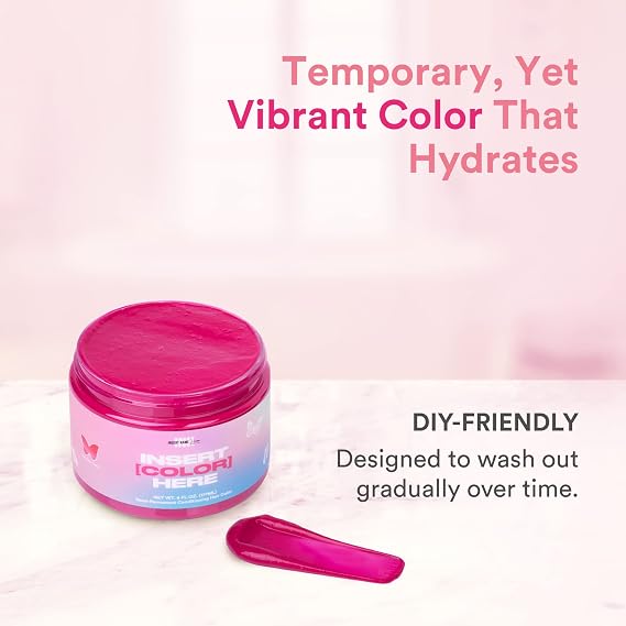 INH Semi Permanent Hair Color - Blue Black Lava & Flamingo Topaz | Color Depositing Conditioner, Temporary Hair Dye, Safe | 6 oz each