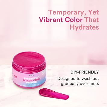 INH Semi Permanent Hair Color - Blue Black Lava & Flamingo Topaz | Color Depositing Conditioner, Temporary Hair Dye, Safe | 6 oz each
