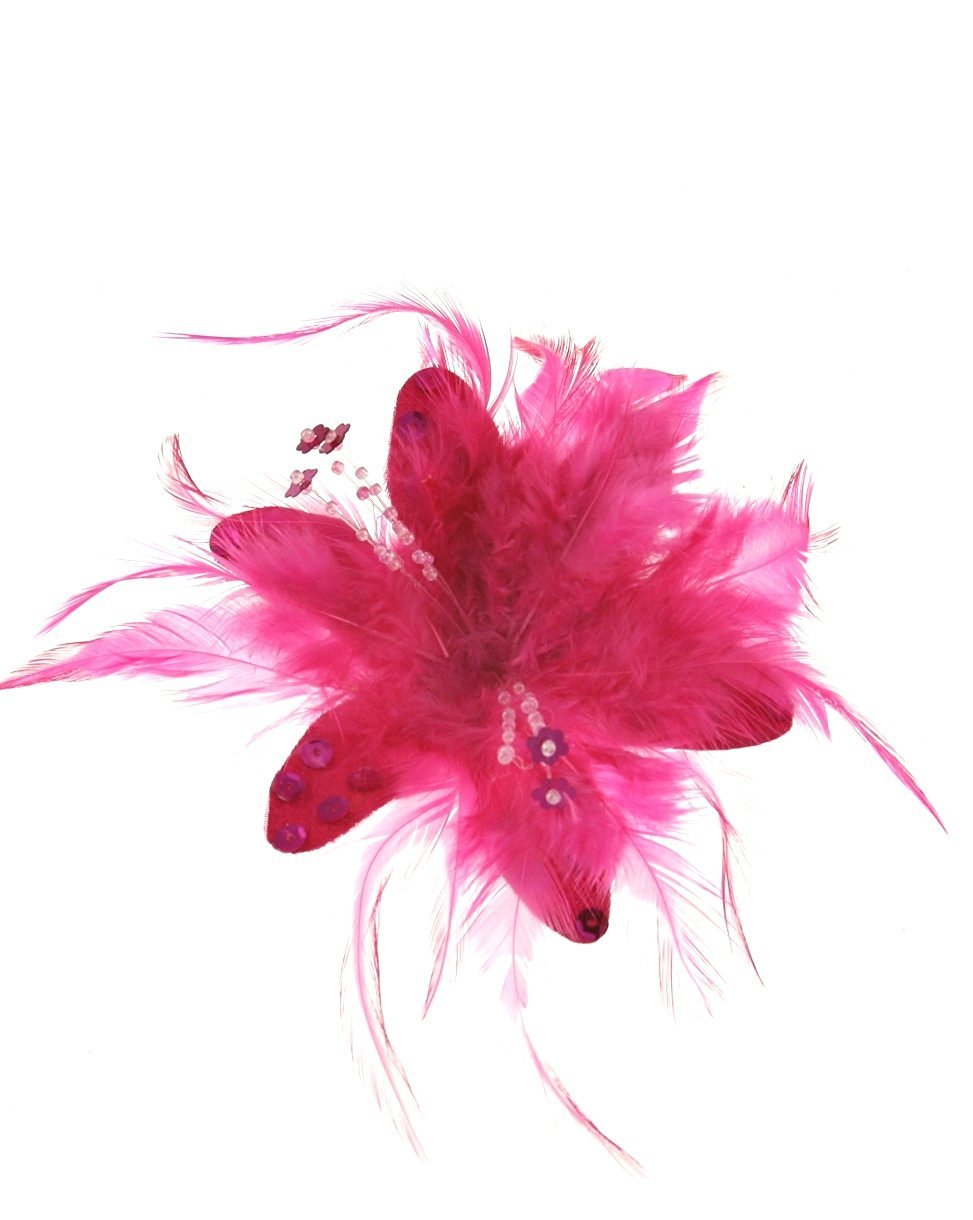 Zac's Alter Ego Fur, Feathers & Sequins Fascinator/Flower on Clip & Brooch Pin