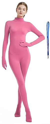 Full Bodysuit Include Zipper Helper Womens Costume Without Hood Spandex Zentai Unitard Body Suit - Medium - Pink
