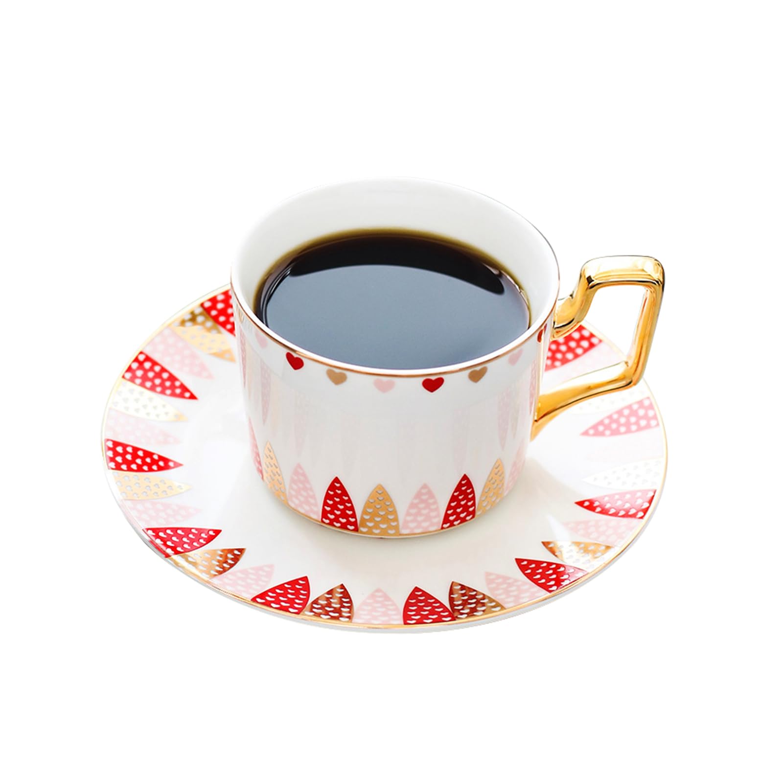 Juego de tazas de café y platillo, tazas de porcelana con estampado animal para capuchino, té, espresso, tazas de café coloridas para uso doméstico y de oficina, juego de 6 piezas