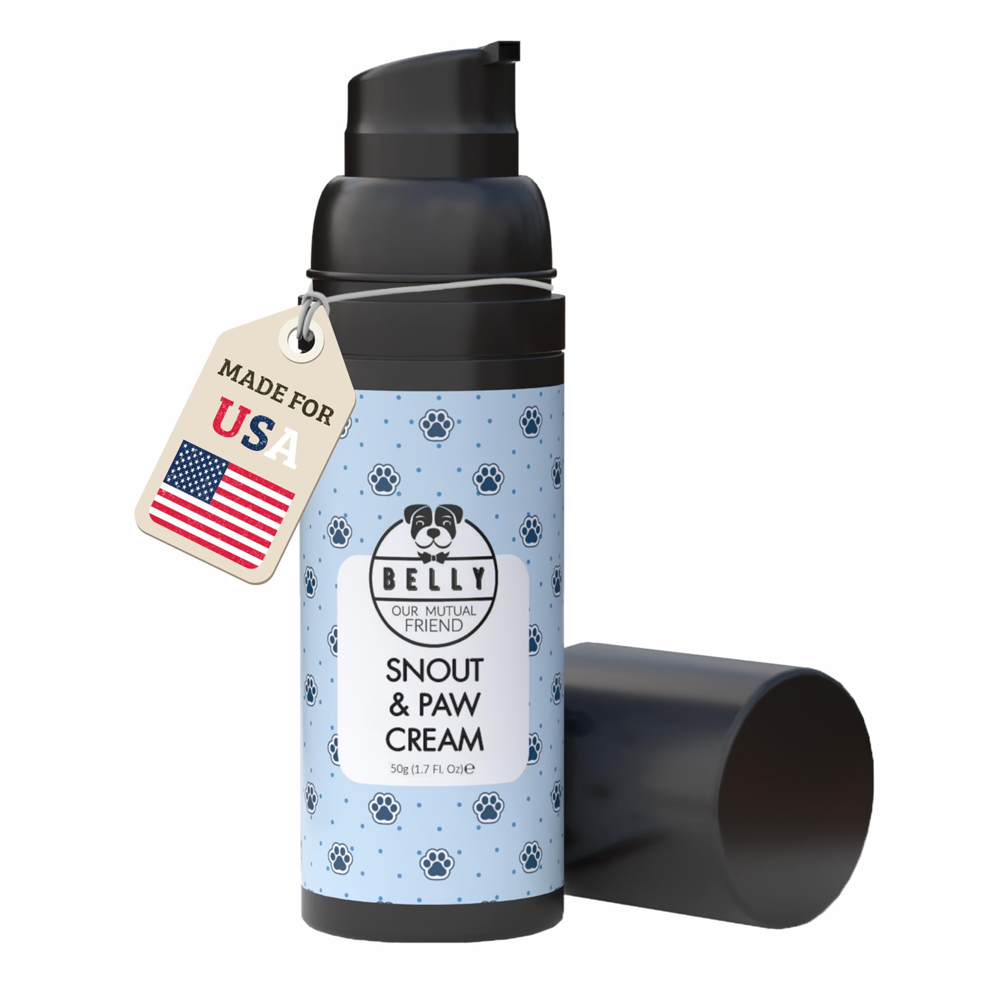 Belly Snout & Paw Cream for Dogs (1.7 oz) - 100% Natural Lick Safe Moisturizer, Soother & Protector for Cracked Paws, Snow & Salt - Fragrance Free -