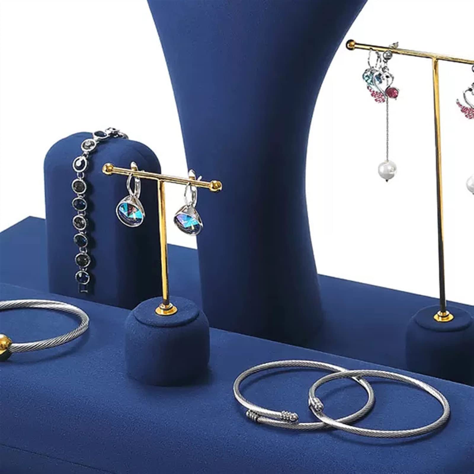 Fluweel/PU Sieraden Display Stand Oorbel Hanger Ketting Display Armband Sieraden Showcase (3_pack 30 * 13 * 3.3cm