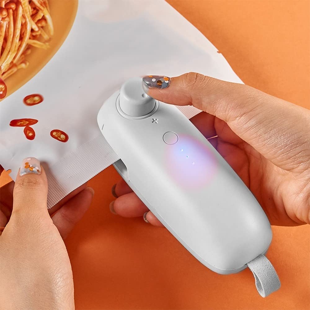 DONGKER Mini Scelleur,Scellant sous Vide Thermique Rechargeable par USB 2 en 1 Machine de Scellage Portable pour Sacs À Puces Sac en Plastique de Stockage de Nourriture