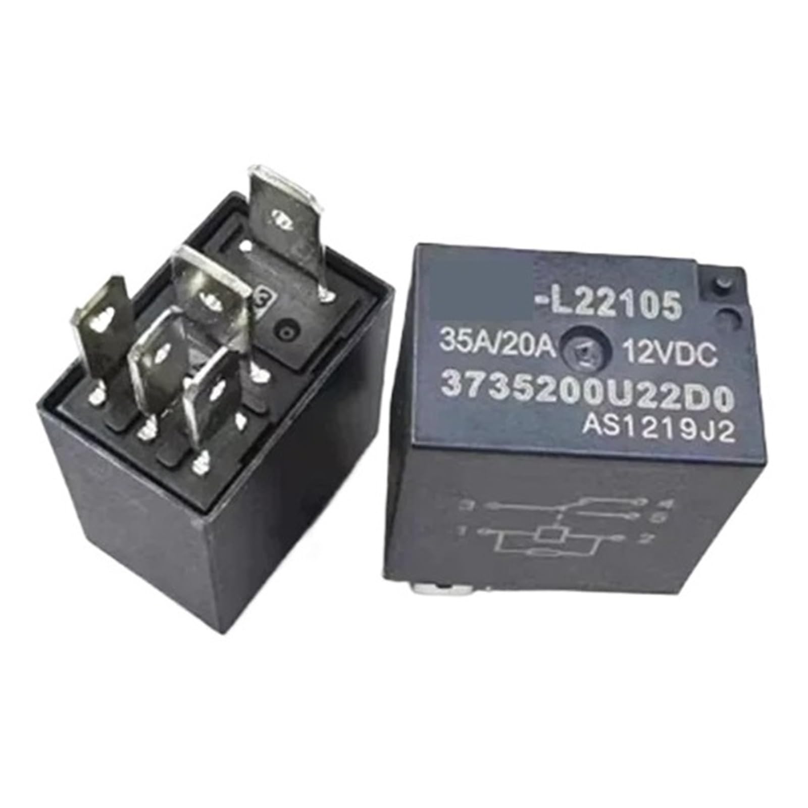 Relay 12VDC 35A 5PIN lot de 5 pour circuits electriques auto