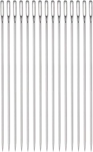 HARFINGTON Agujas de rebordear 0.063 in de diámetro, agujas de coser rectas largas de acero inoxidable, agujas de coser de 4 pulgadas
