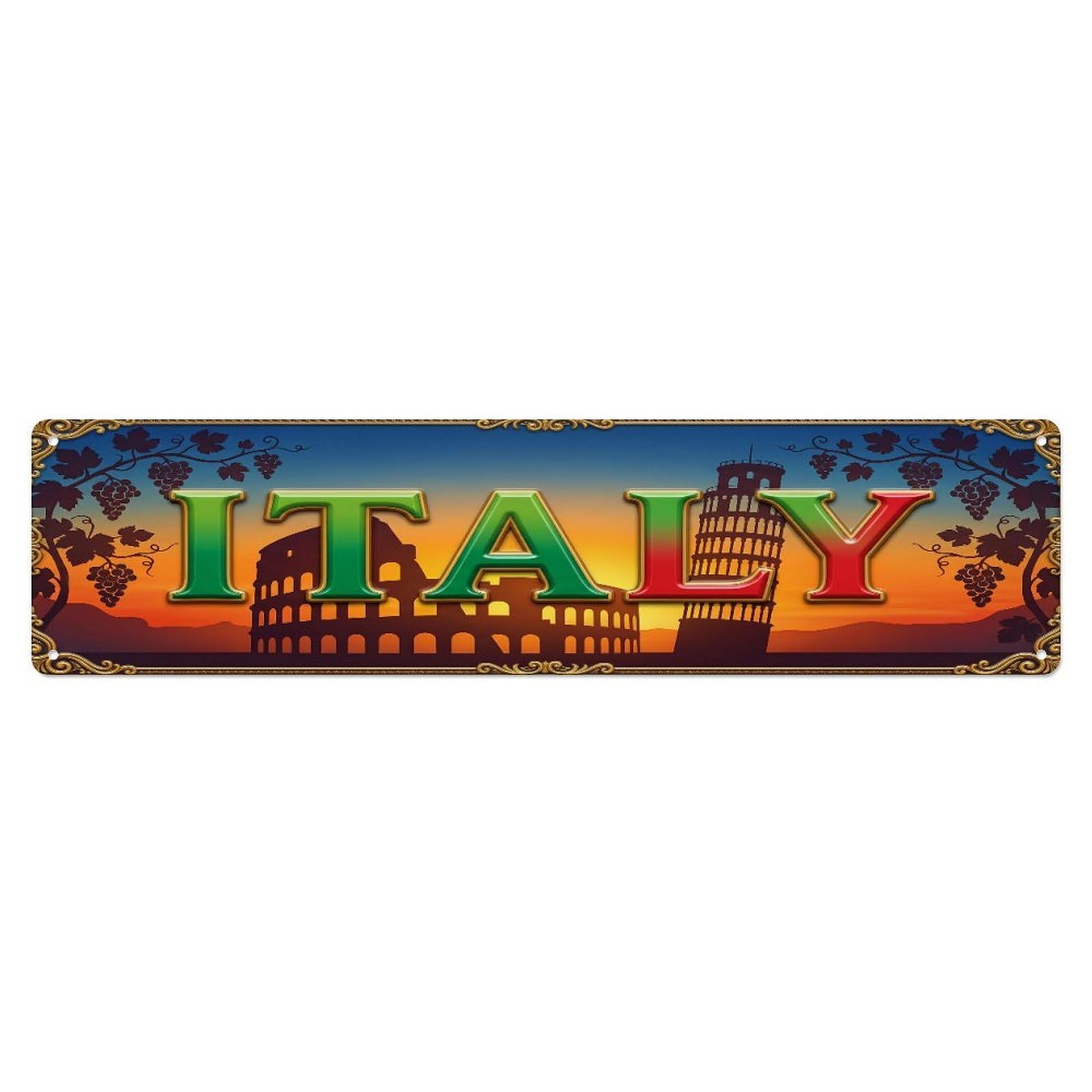 Xanthor Style Metal Tin Sign Vintage Italy Travel Flag Pattern