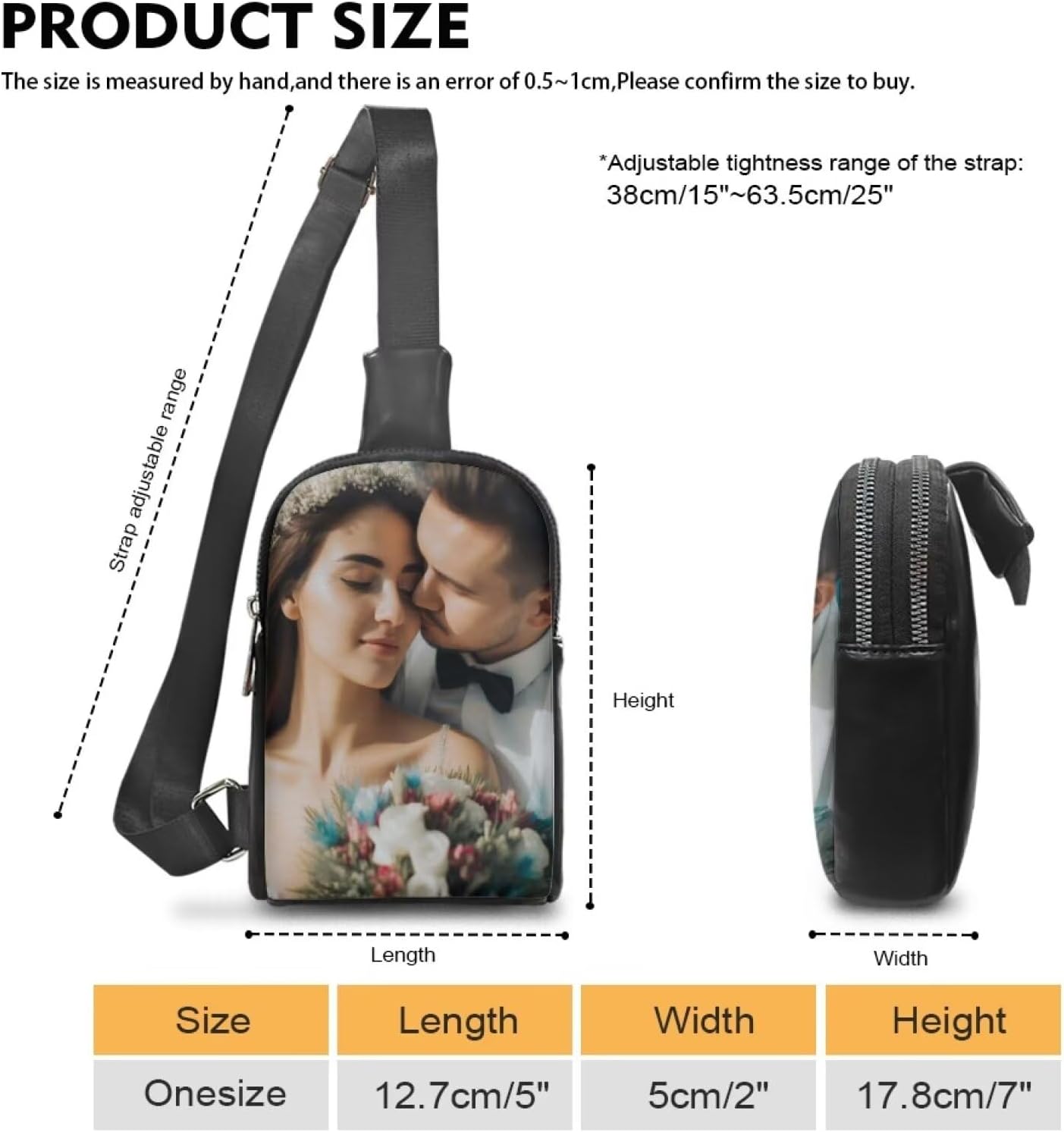 Tuoxiukan パーソナライズ フォト クロスボディ バッグ 女性用 スリングバッグ カスタム チェストバッグ テキストロゴ付き