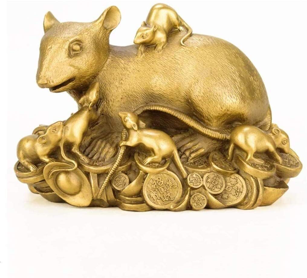 SnamicE zodiac rat/mouse statues chinese pure brass decor mascot wealth and good luck sculpture for home and office 0716,A-S