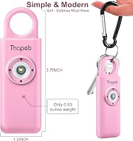 Thopeb Önvédelmi Kulcstartó Nőknek - 130 dB Hangos Riasztó, LED Villogó Fény, Vészjelző, Segélyhívó, Rózsaszín 7