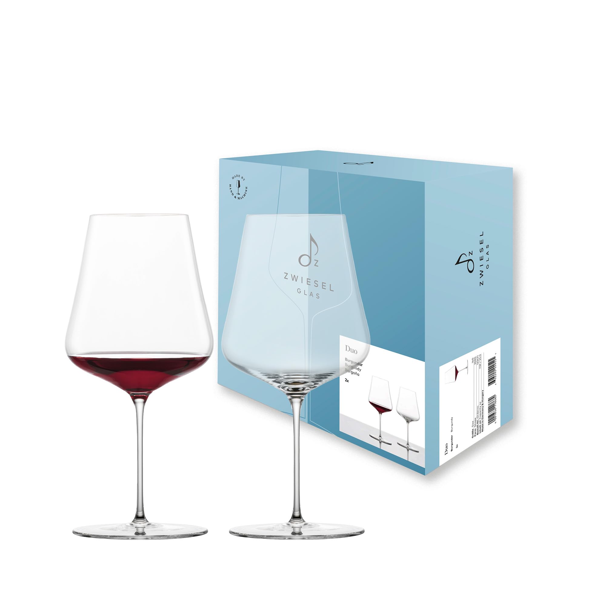 Zwiesel Glas Copas de vino tinto de color burdeos Duo (juego de 2 unidades), de color burdeos hechas a mano y a máquina, para vino tinto y bebidas pulverizadas, vasos de cristal Tritán aptos para