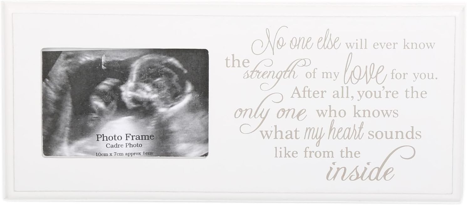 Baby Scan Picture Frame with Cute Sentiment Verse Printed in Cream & White