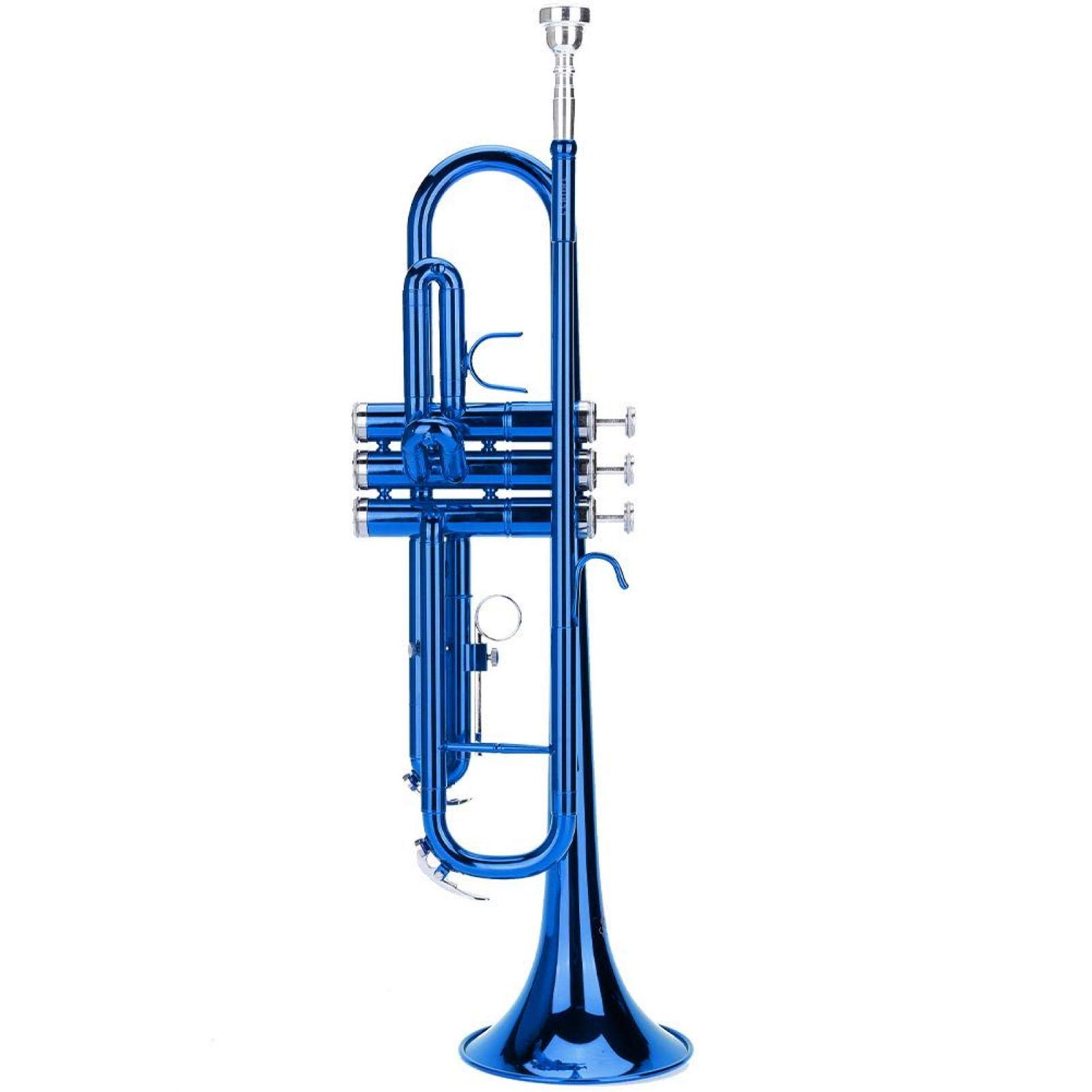 Trompete, professionelle Trompete, professionelles Blastrompetenmusik-Blasinstrument mit Hilfswerkzeugen für Anfänger(Blau)