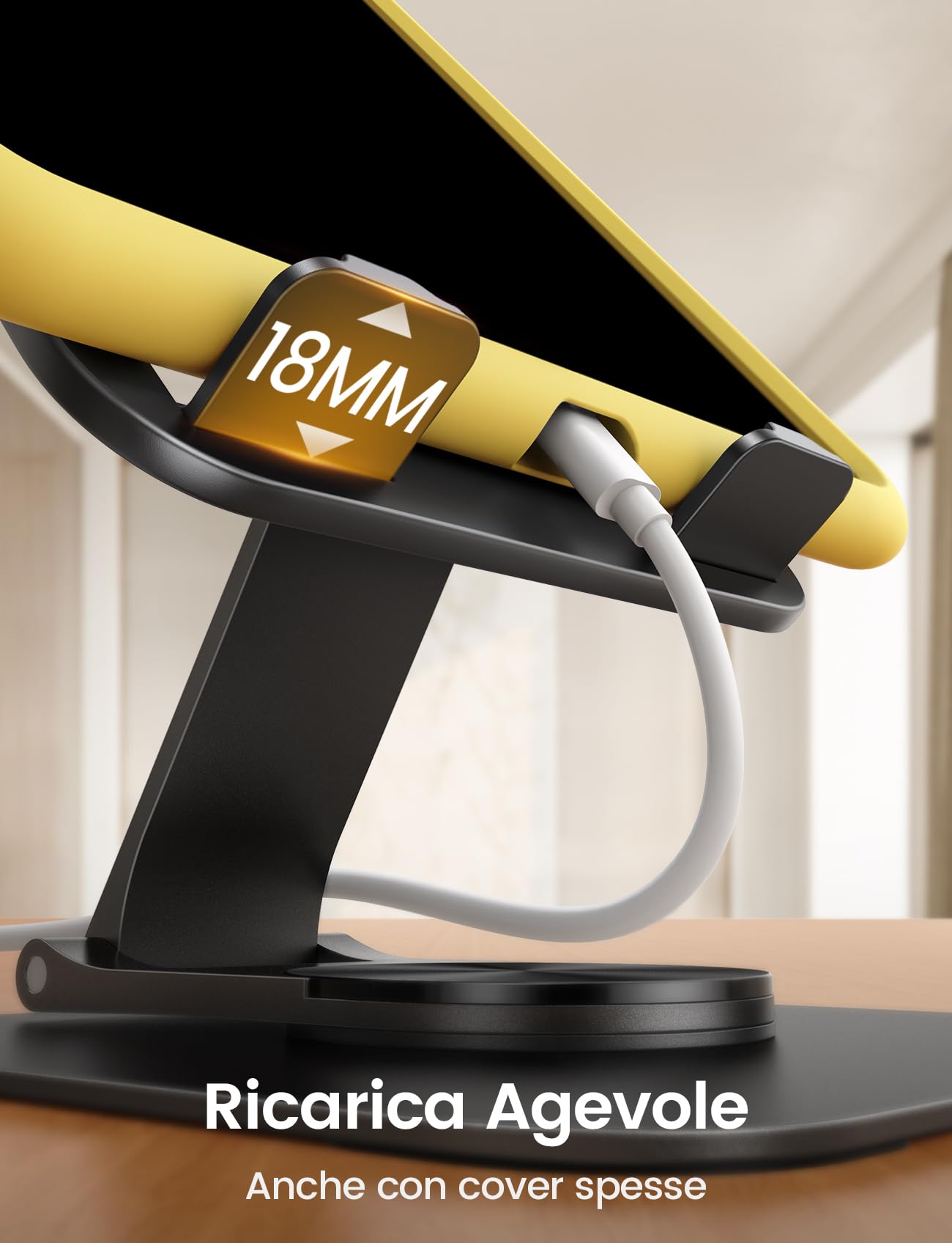 Lamicall Supporto per Tablet, Porta Tablet da Tavolo - [Base Metallo Girevole 360°] Supporto per iPad Regolabile, Porta Pieghevole per iPad Pro, Air, Mini, Samsung, iPhone, Altri Dispositivi 4,7-13"