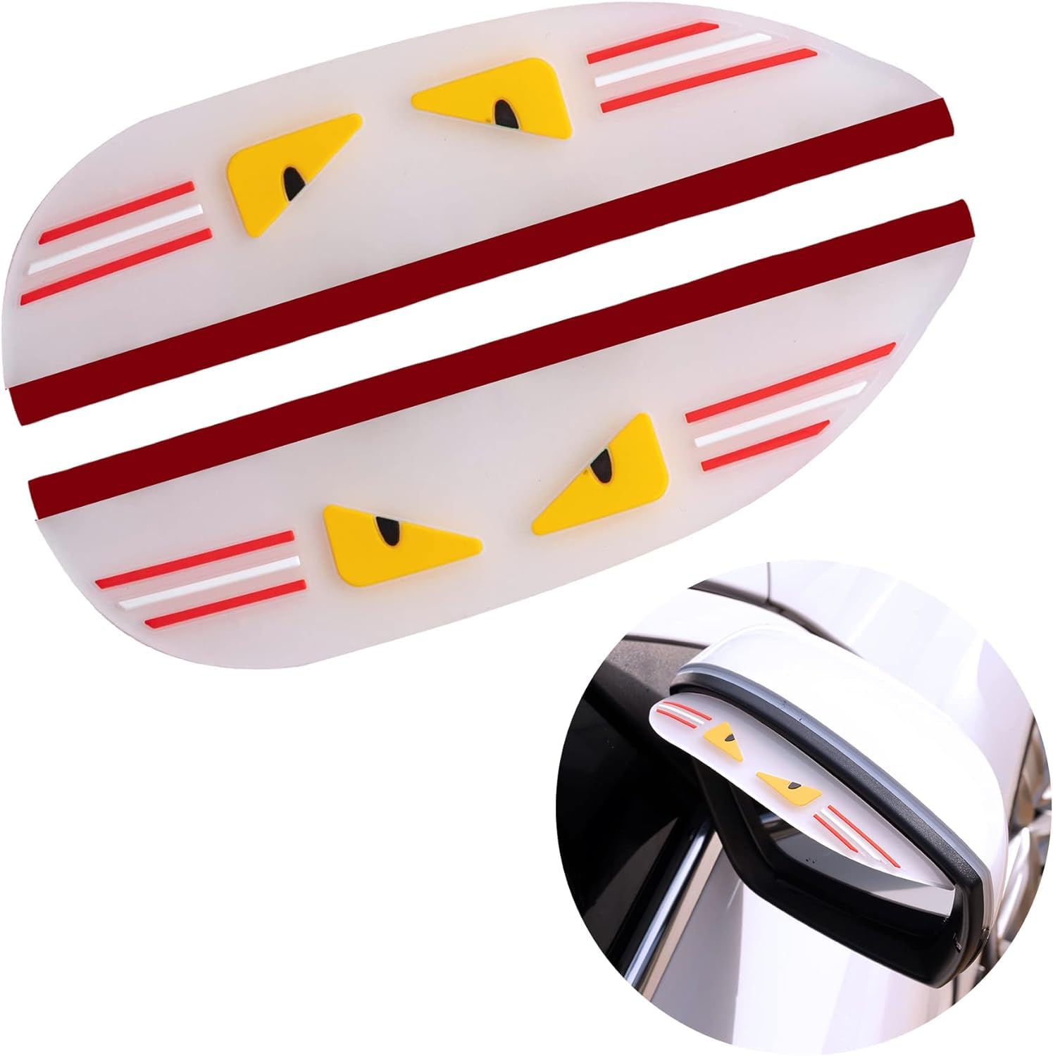 Ritmo 2 Pcs Mirror Rain Visor Smoke Guard, Sports Rubber Rearview