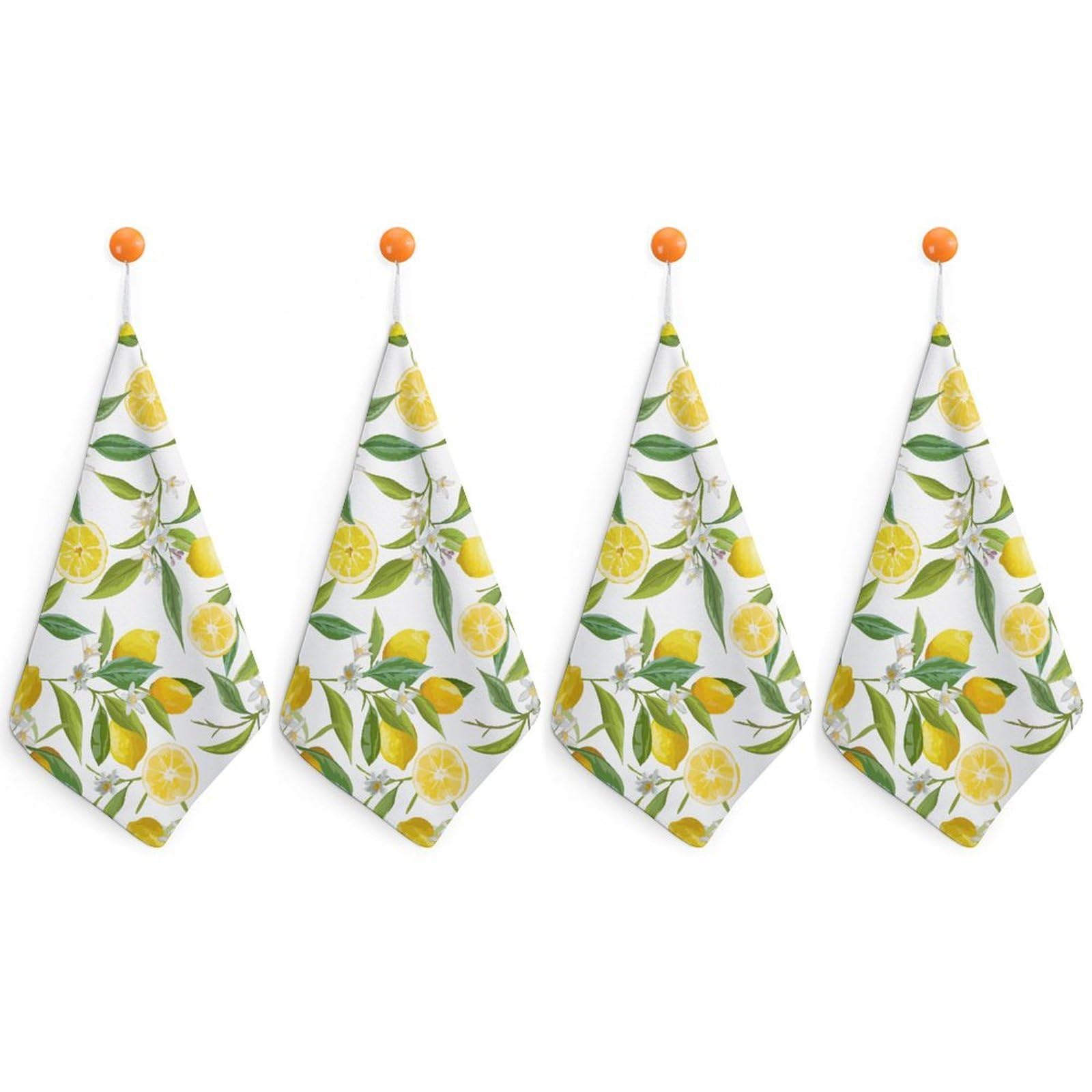 LEDFCVSU 4 Piece Hanging Hand Towels, Yellow Lemon Small Dry Hand Towel for Kitchen Bathroom