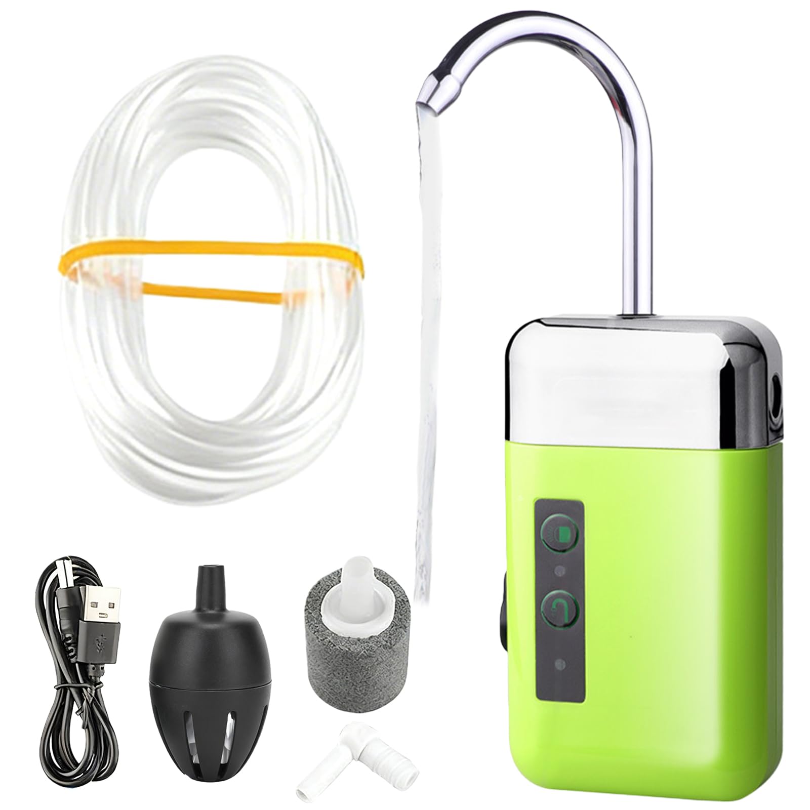 Bomba de oxígeno, mini bomba de aire portátil con carga USB, 3 modos inteligentes ABS para acuario, bomba de aire con triple filtración, sensor automático e iluminación LED para accesorios de pesca