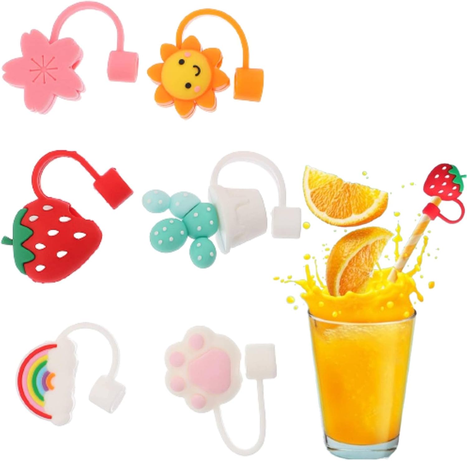 Straw Cover, 3/4/6pcs Silicone Straw Plug,Reusable Drinking