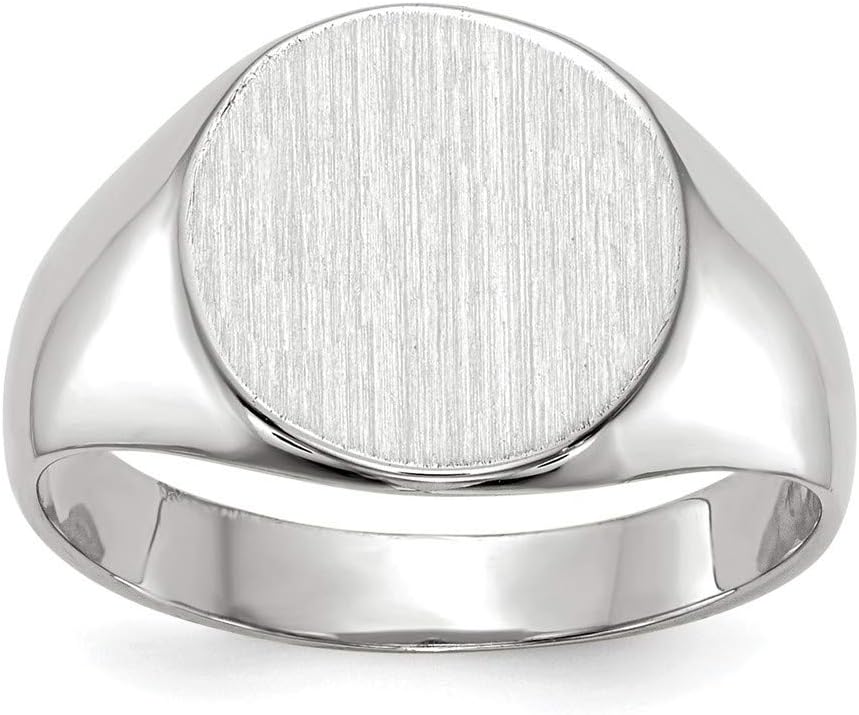 Royローズジュエリー14 KホワイトゴールドソリッドClosed Back SignetリングラウンドシェイプカスタムPerson