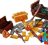 Vista 6 de 160 piezas de bloques de construcción pirata, accesorios de sedería, juego de cofre del tesoro, kit de ladrillos de construcción, juego