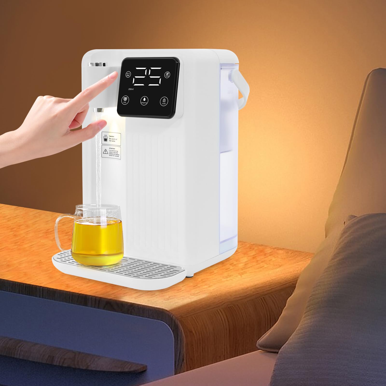 Dozownik gorącej wody, 3 l, natychmiastowy dozownik gorącej wody z panelem sterowania LED, filtr z węglem aktywnym, możliwość odczytania temperatury wody, dozownik wody do kuchni i biura