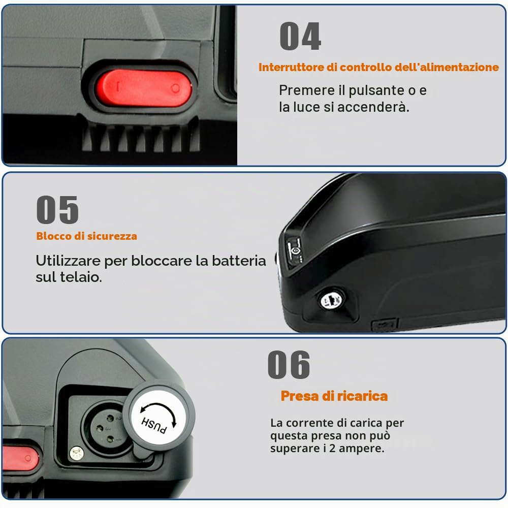 Batteria per Bici Elettrica 36V 17.5AH - Hailong Batterie Agli Ioni di Litio Piastra di base 5 Pin per Bicicletta Ebike