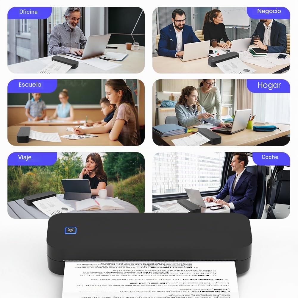 OFFCUP Impresora Térmica Portátil A4 con Bluetooth, Compatible con Phone, Wireless para Rollo de Papel Térmico