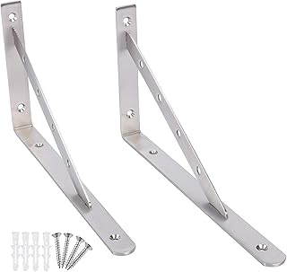 AIYoo Heavy Duty Shelf Brackets 2 Pack Corner Brace Angle Bracket Shelf Support 6 Inch Wall Hanging Shelf Triangle Shelving Brackets Home Decoration Brackets DIY Wall Mount Shelf Supports
