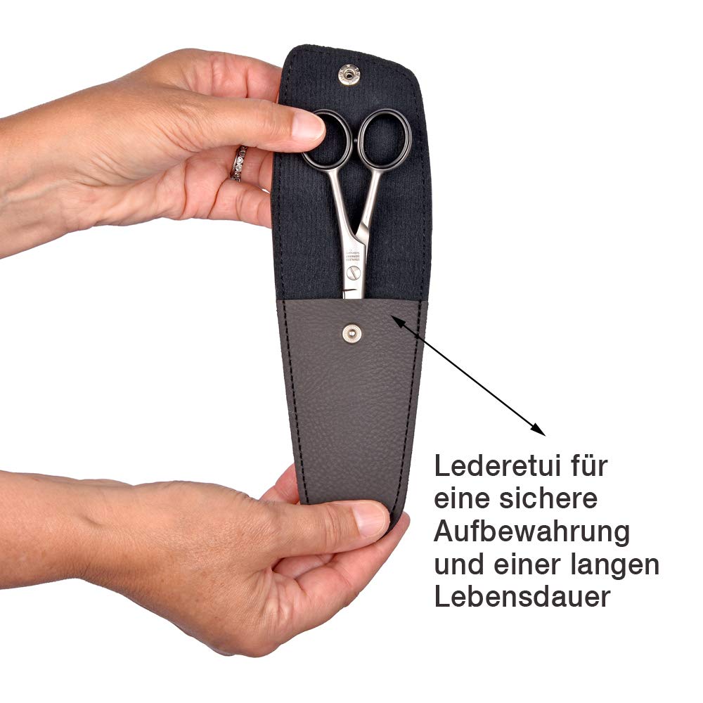 OTTO HERDER FRISEURSCHERE - Haarschere Friseurschere aus Solingen 5" rostfrei mit Mikrozahnung - Professionelle Friseur Schere für Damen und Herren- Fingerhaken abschraubbar