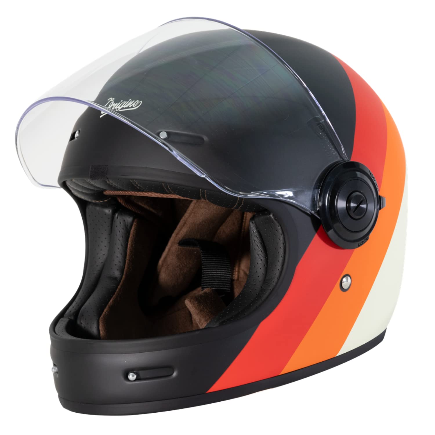 ORIGINE Casco Integral Moto Vintage Homologado ECE Cáscara de Fibra de Vidrio con Visera