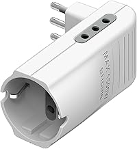 BTicino S3615DE Adattatore salvaspazio Corner-2 prese 1 presa tedesca tipo P30-spina colore bianco, 10A