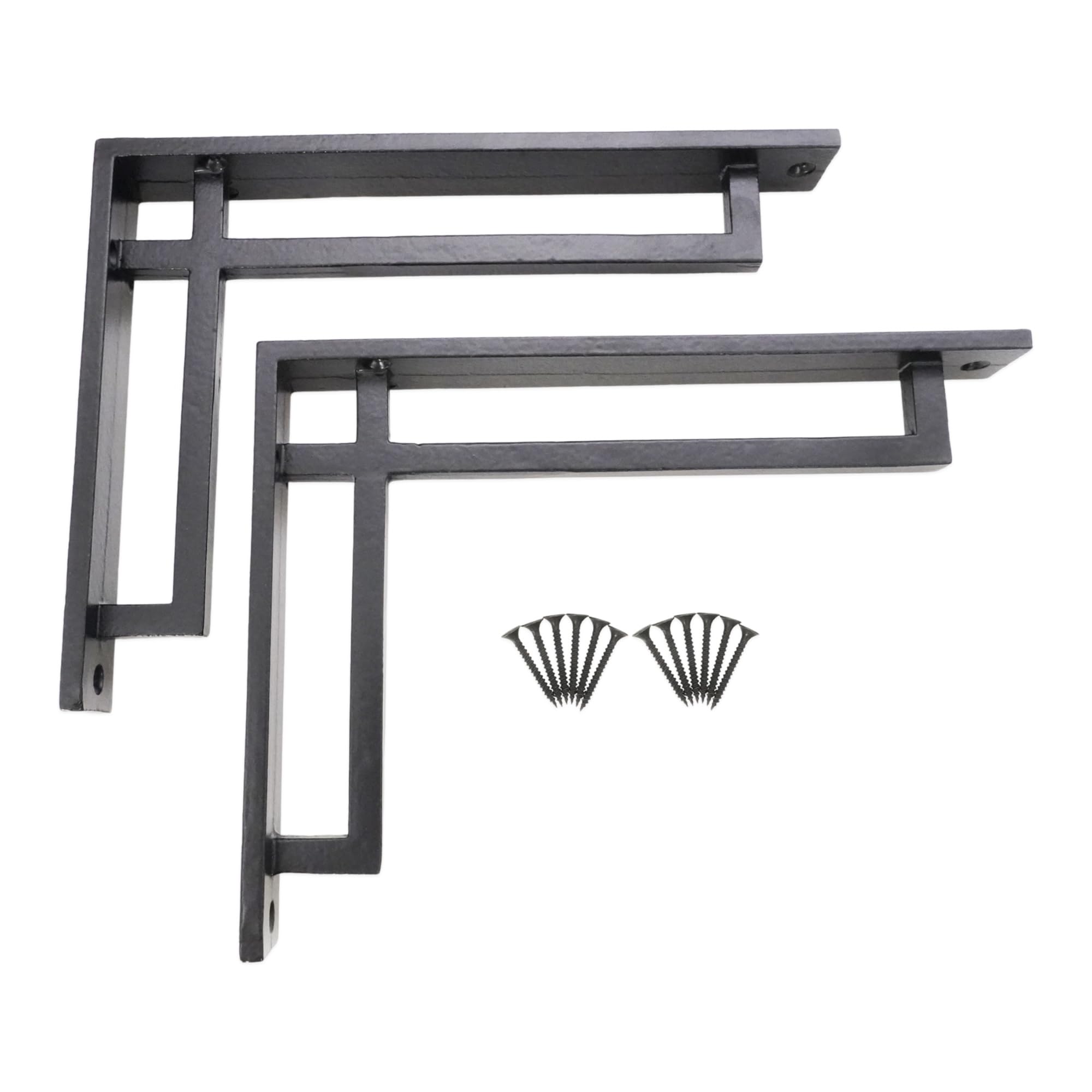 Infinity Decor Staffe da parete in ghisa, ornate, resistenti, per mensole, mensole da cucina e soggiorno, confezione da due in finitura nera, 230 mm x 160 mm