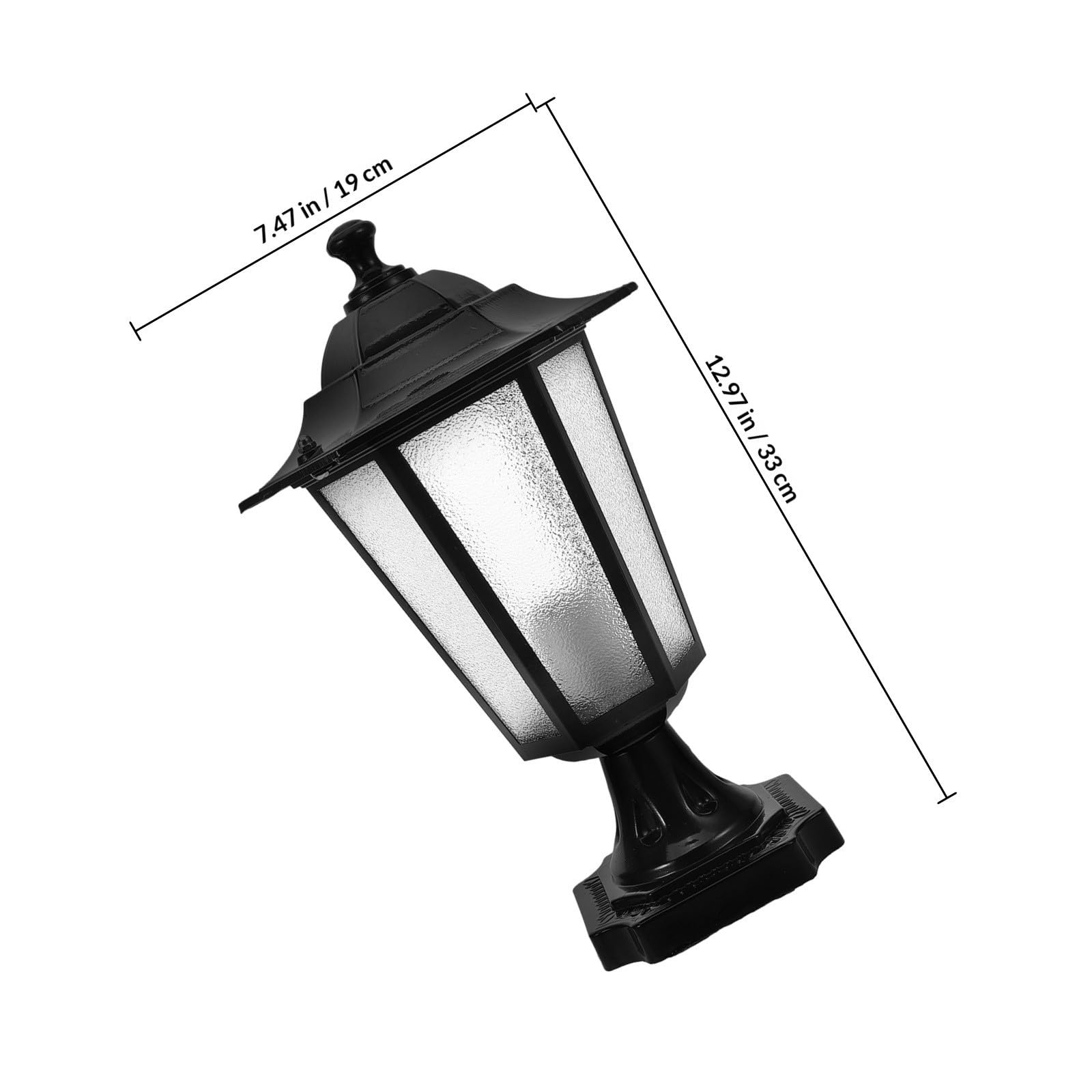 CANIGHT Lampada da Pilastro in Metallo e Vetro Esterno Nera Esagonale
