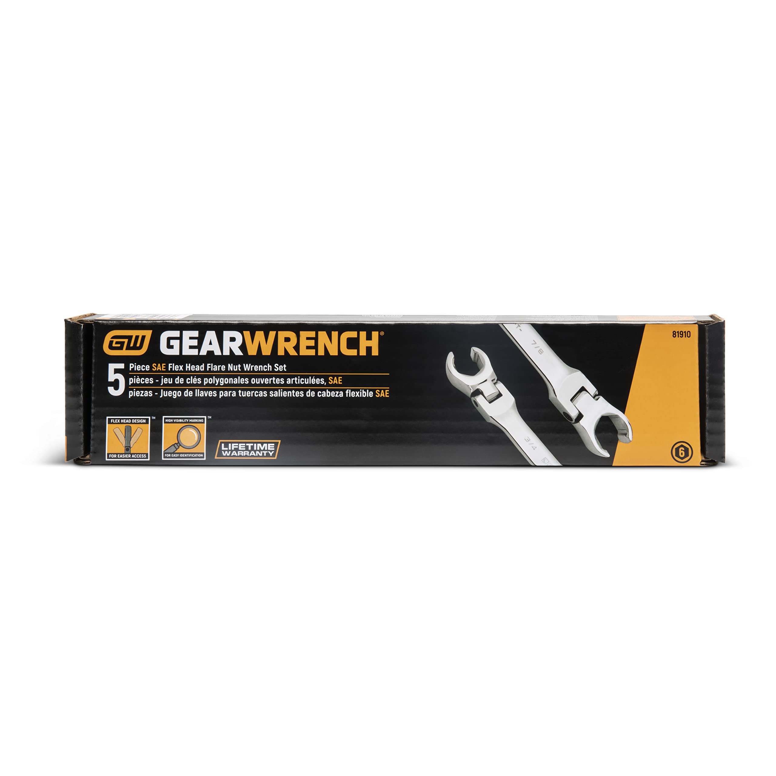 GearWrench Juego de 5 llaves para tuercas de cabeza flexible, SAE - 81910