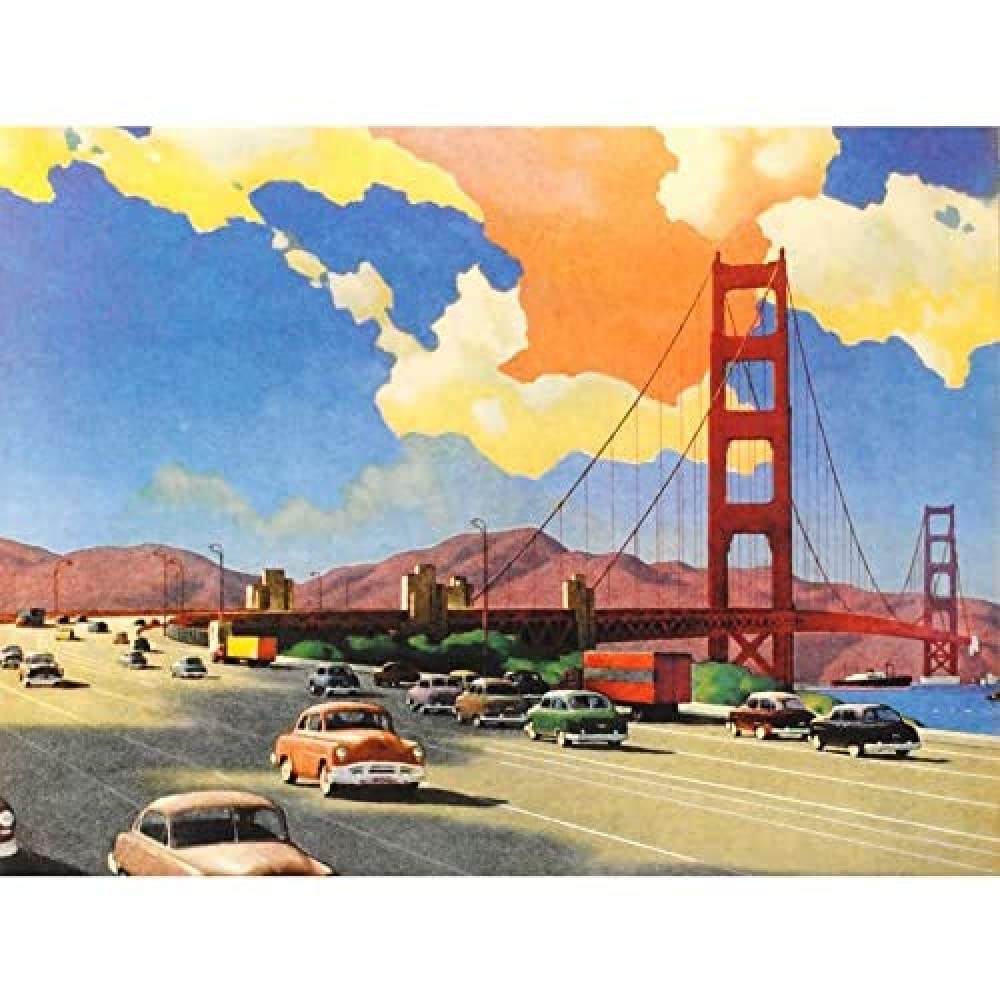 Wee Blue Coo Illustration Painting 1951 Drawing Golden Gate Bridge Art Large Art Print Poster Wall Decor 18x24 inch