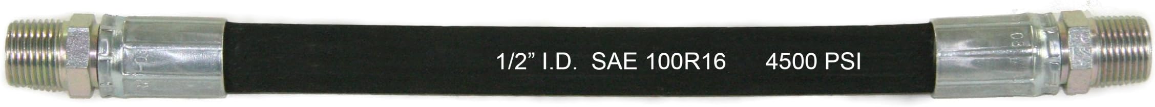 Abbott Rubber 1960-0500-84 4500 PSI High Pressure Hydraulic Hose, 1/2 by 84-Inch Length with 1/2-Inch NPT Males on Both Ends, Black